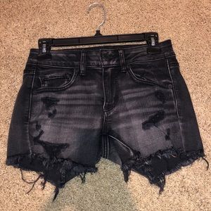 Black ripped jean shorts